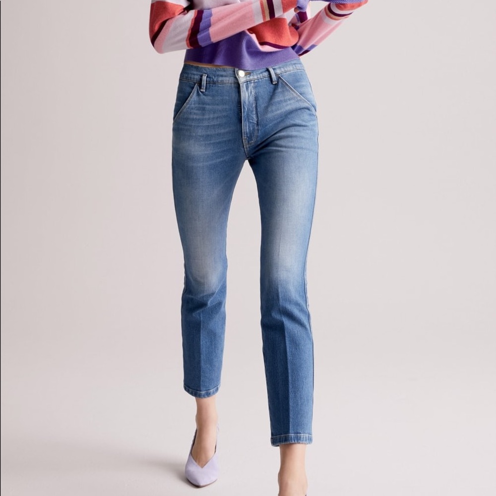 Frame Denim Light Blue Cropped Slim Straight Jeans